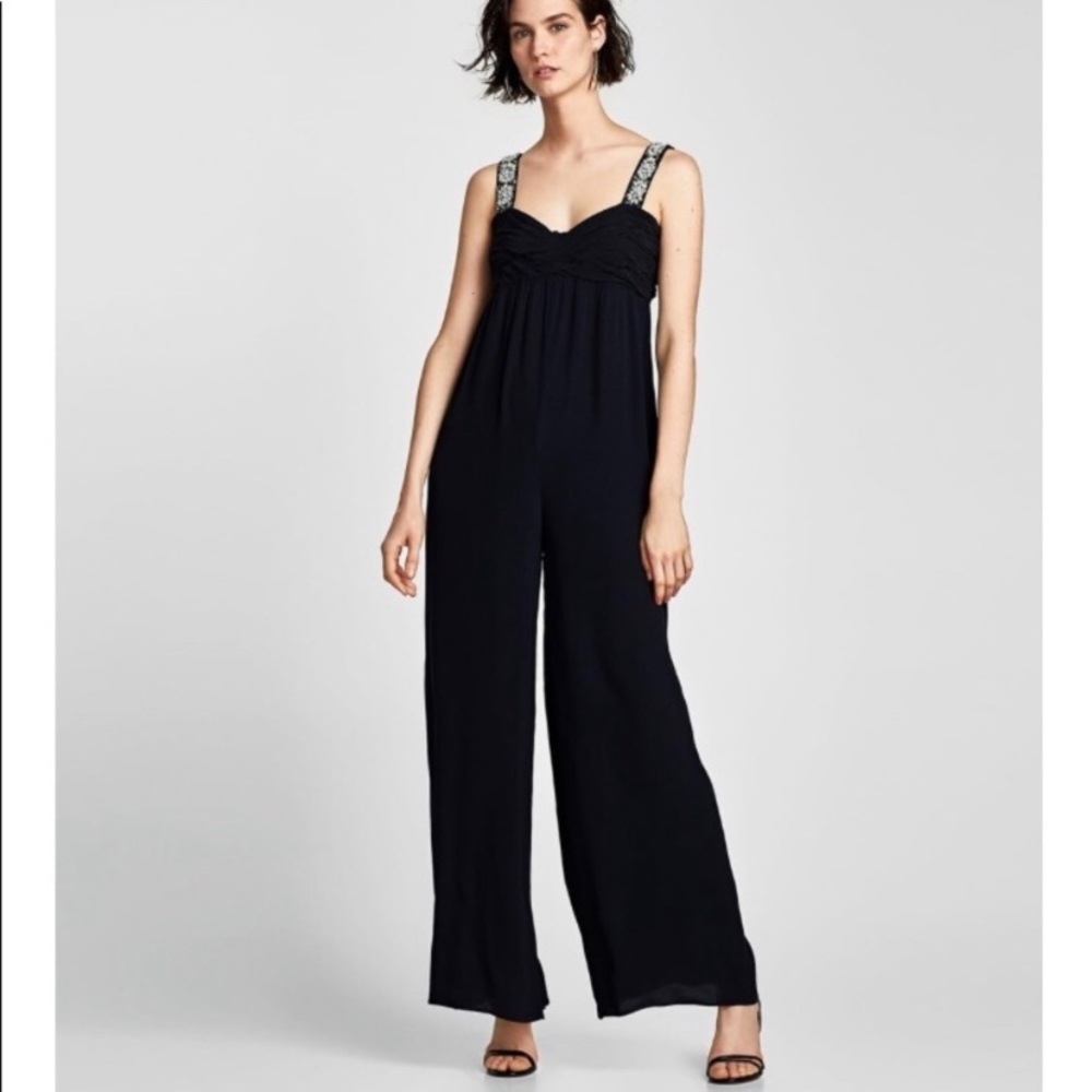 Zara Black Jumpsuit with Jeweled Straps